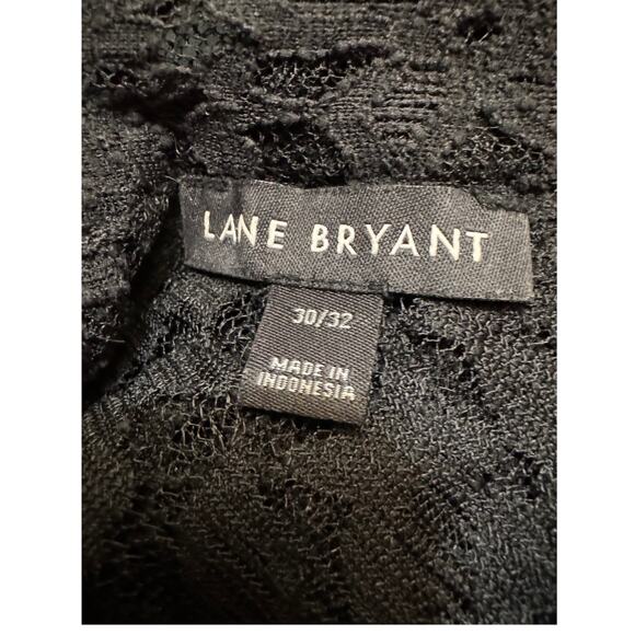 LANE BRYANT Blouse Top sz30/32 Sheer Black Lace Long Sleeve 2Button Keyhole Back - Picture 3 of 14